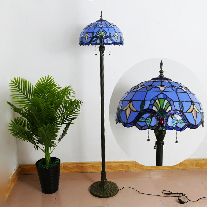 Column Iron Glass Living 3-Light Floor Lamp