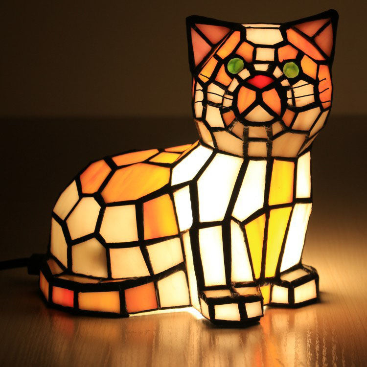 Stained Glass Cat Bedroom Table Lamp