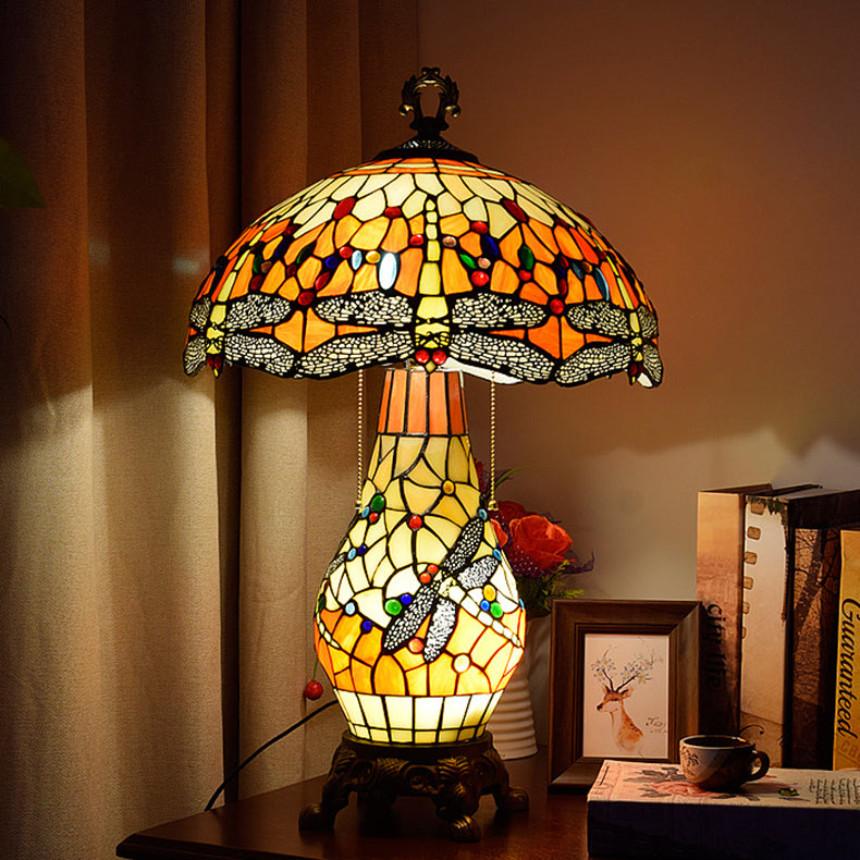 Round Umbrella Shaped Aluminum 3-Light Table Lamp