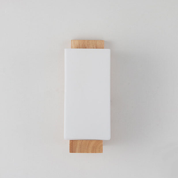 Solid Wood Square Glass Wall Lamp