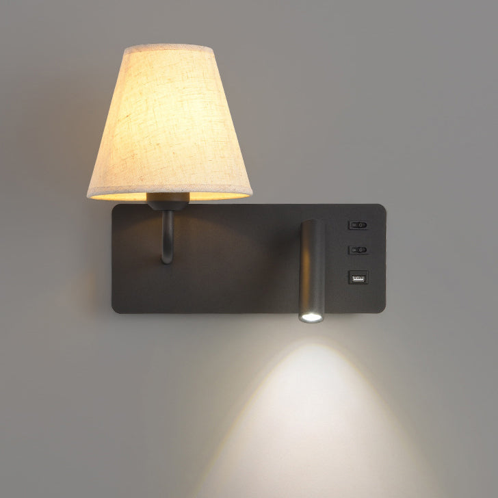 Iron Aluminum Fabric Cone Wall Lamp
