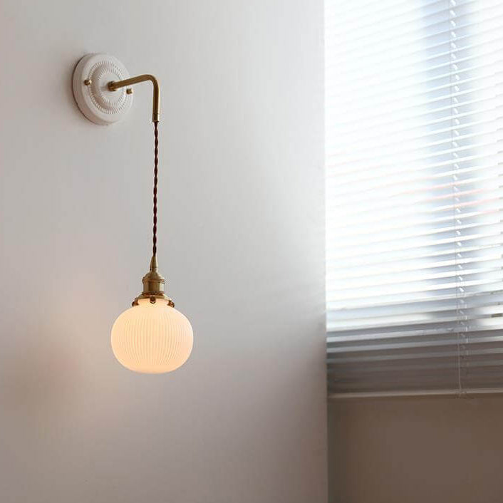 Glass Round Ceramic Wall Lamp