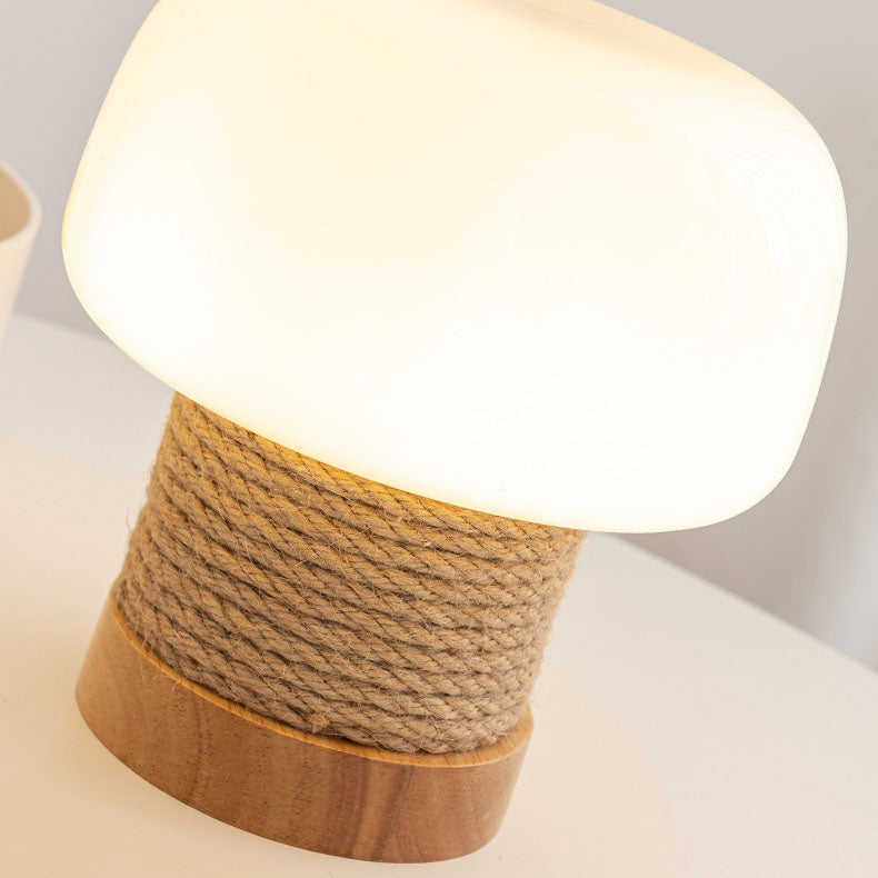 Cylinder Mushroom Shape Oak Table Lamp