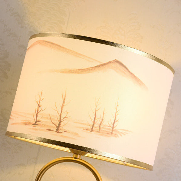 Fabric Metal Ring Table Lamp