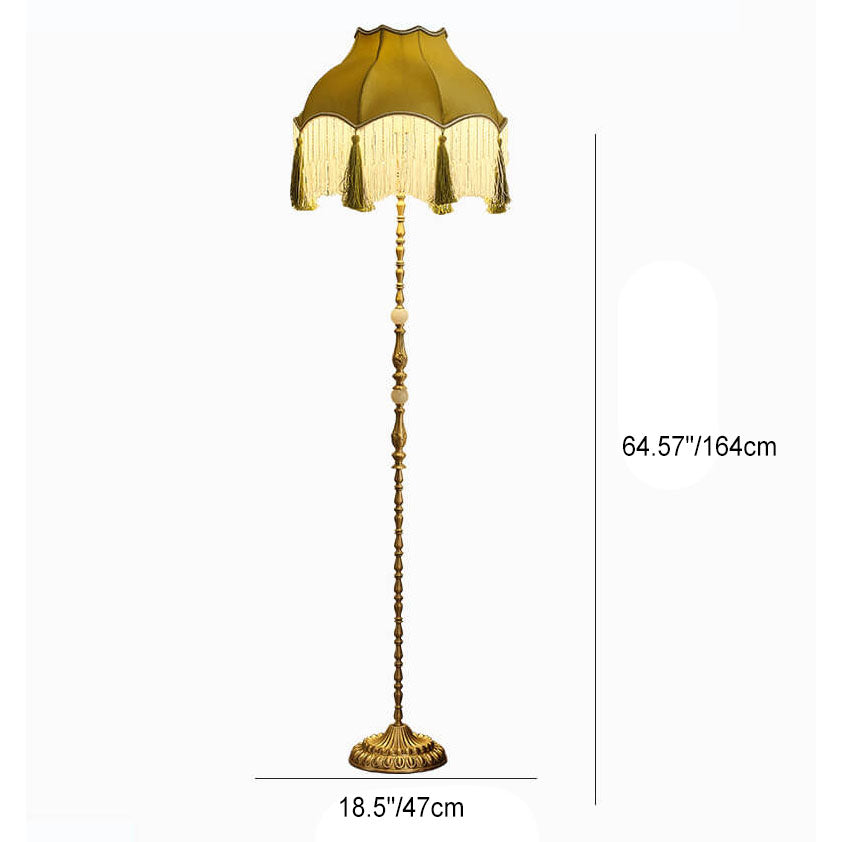 Brass Umbrella Tassels Living Floor Lamp