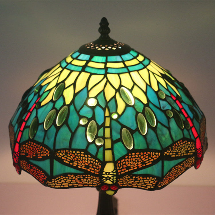 Stained Glass Animal Dragonfly Table Lamp