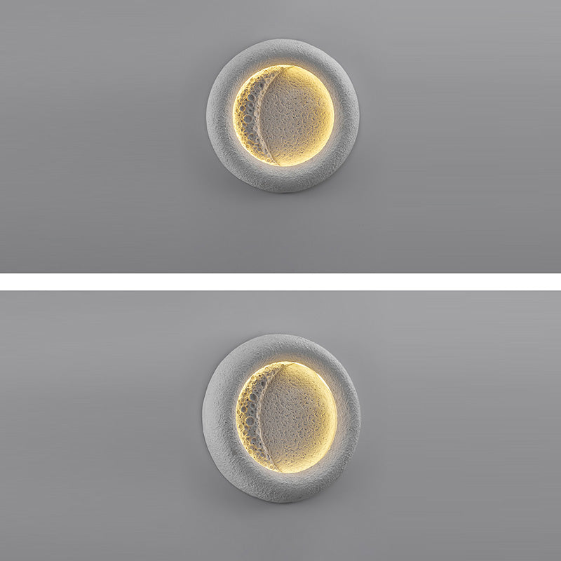Concrete Round Moon Warm Outdoor Light