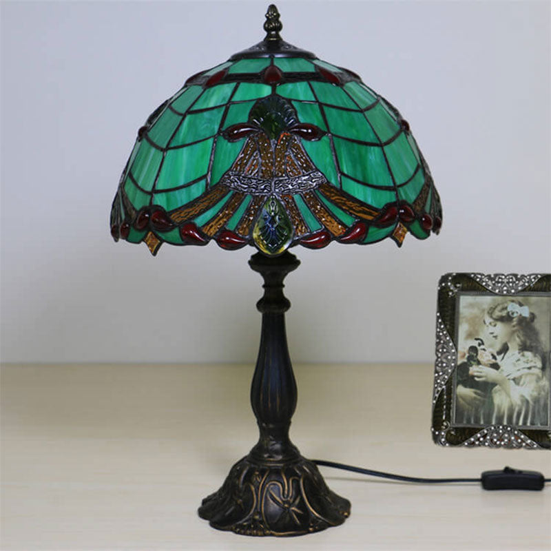 Curved Lucite Beads Stained Table Lamp