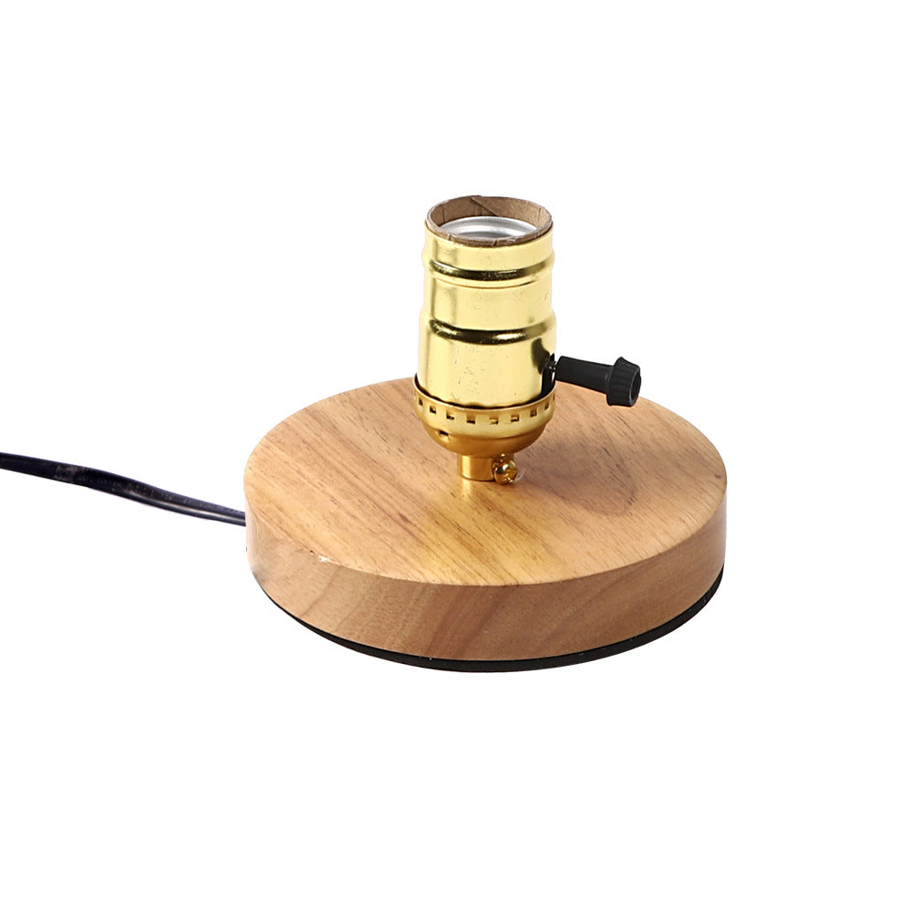 Glass Solid Wood Bedroom Table Lamp