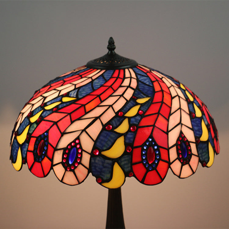 Peacock Tail Feather Pattern Table Lamp