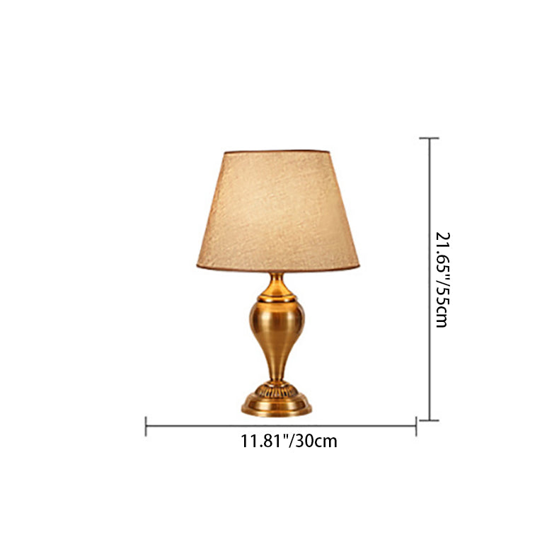 Round Fabric Hardware Bedroom Table Lamp