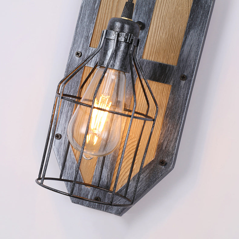 Wood Cage Wall Lamp