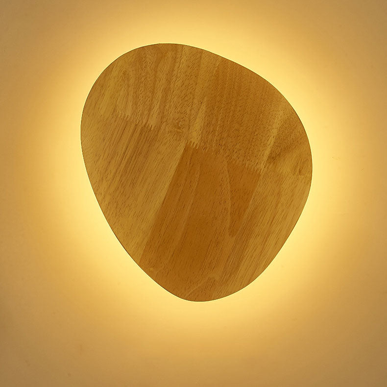 Round Irregular Oval Wood Wall Lamp