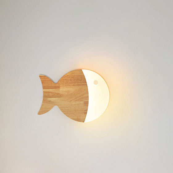 Wood Small Fish Wall Lamp