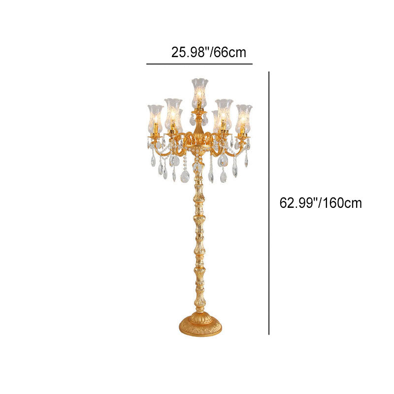 Traditional Luxury Golden Crystal 7-Light Floor Lamp