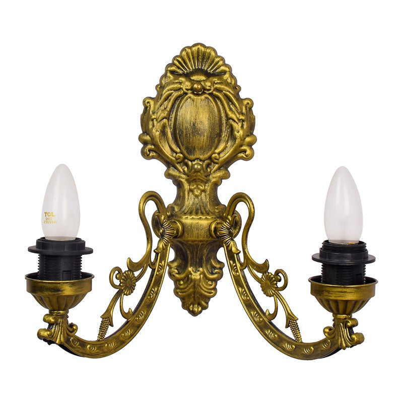 Mediterranean Petal Stained Glass 2-Light Wall Lamp