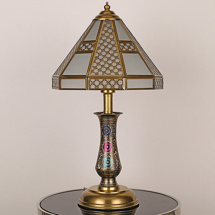 Glass Copper Bedroom Table Lamp