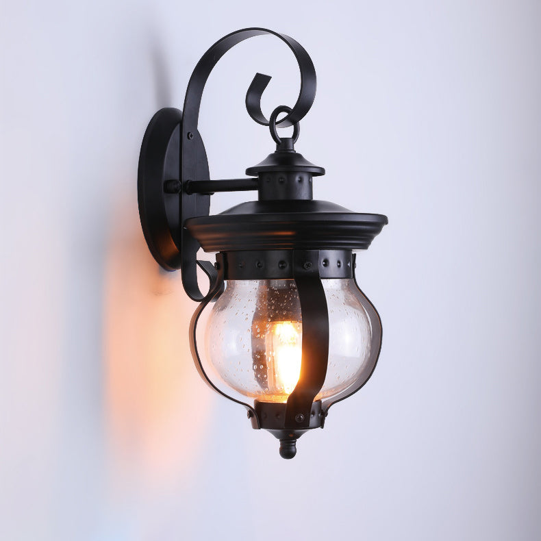Iron Glass Gourd Shape Outdoor Light
