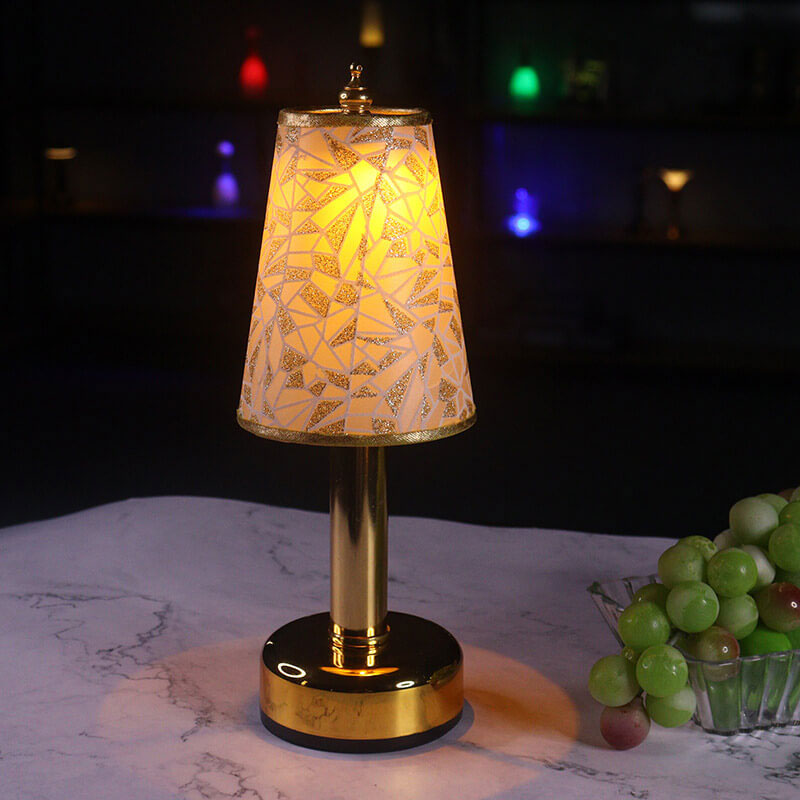 Floral Fabric Tapered Metal Table Lamp