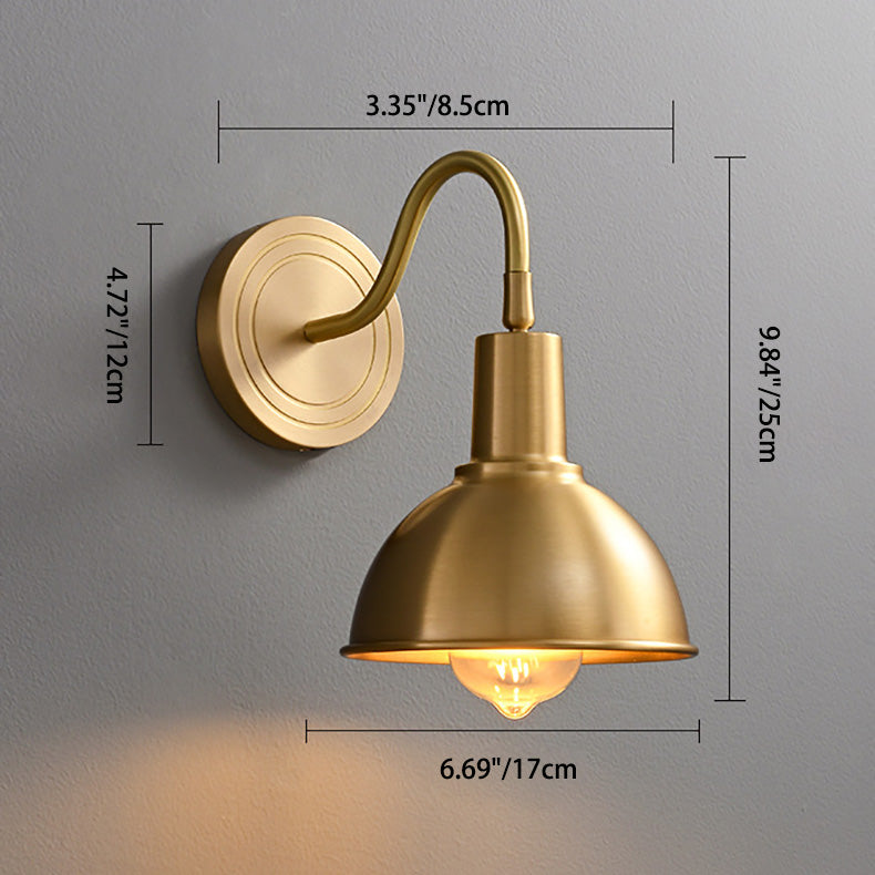 Full Copper Semicircle Living Wall Lamp