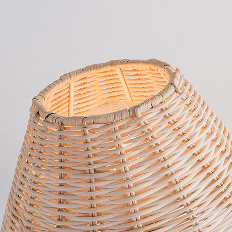 Round Trapezoidal Cylinder Rattan Table Lamp