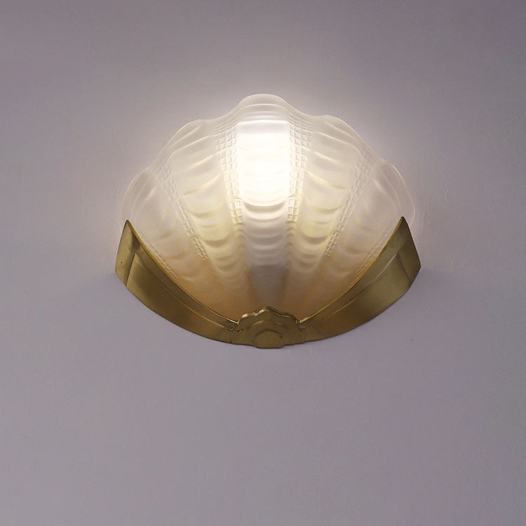Shell Brass Glass Bedroom Wall Lamp