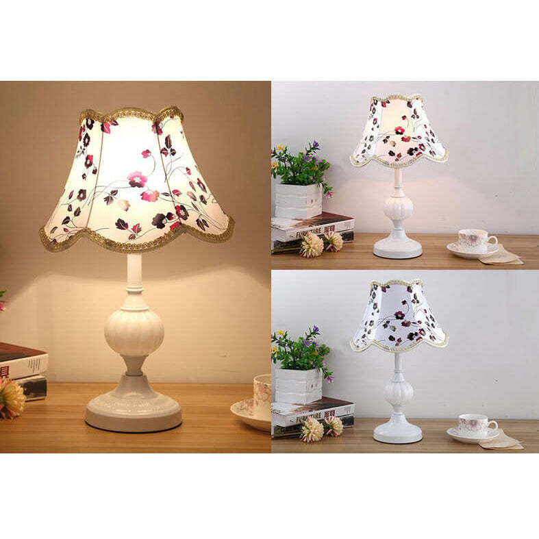 Floral Glass Fabric Table Lamp