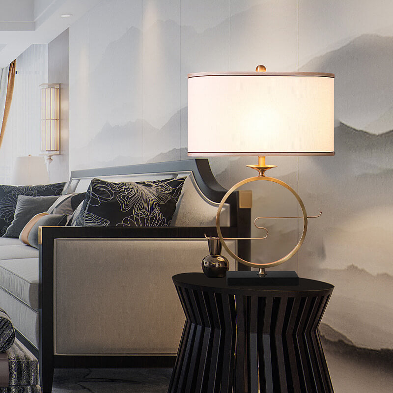 Brass Ring Fabric Table Lamp