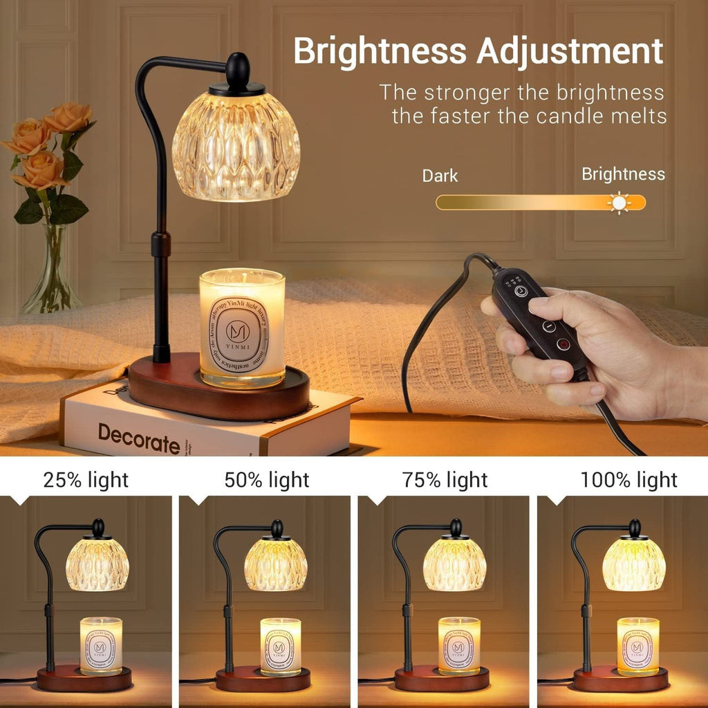Round Glass Wood Aroma Table Lamp