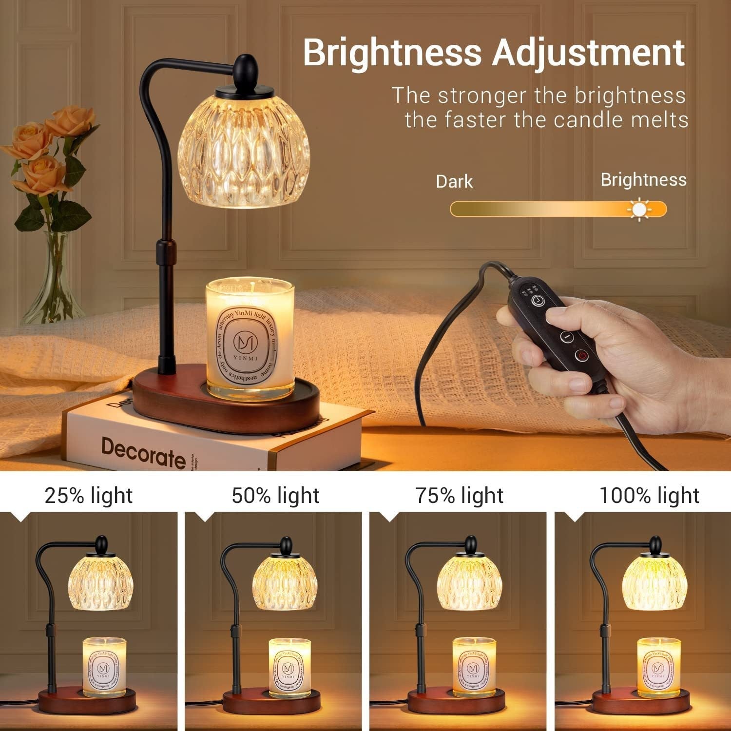 Round Glass Wood Aroma Table Lamp
