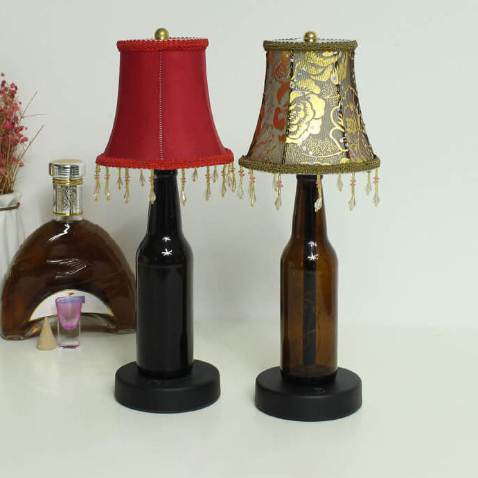 Fabric Glass Wine Bottle Table Lamp