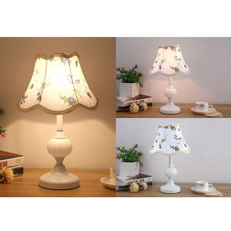 Floral Glass Fabric Table Lamp