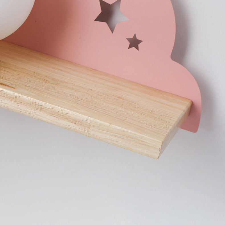 Macaron Cloud Glass Wood Wall Lamp