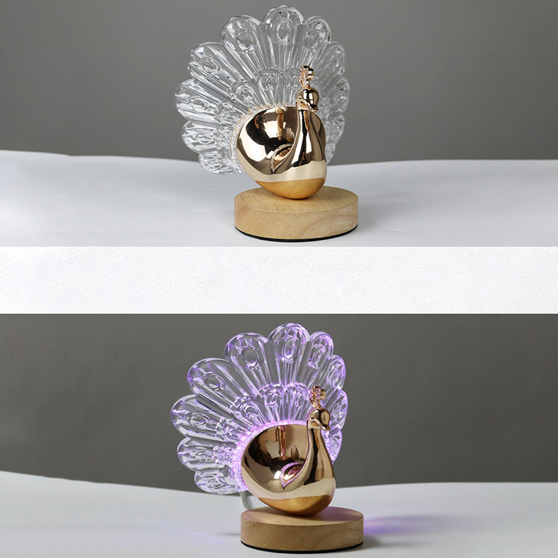 Hardware Acrylic Peacock Design Table Lamp