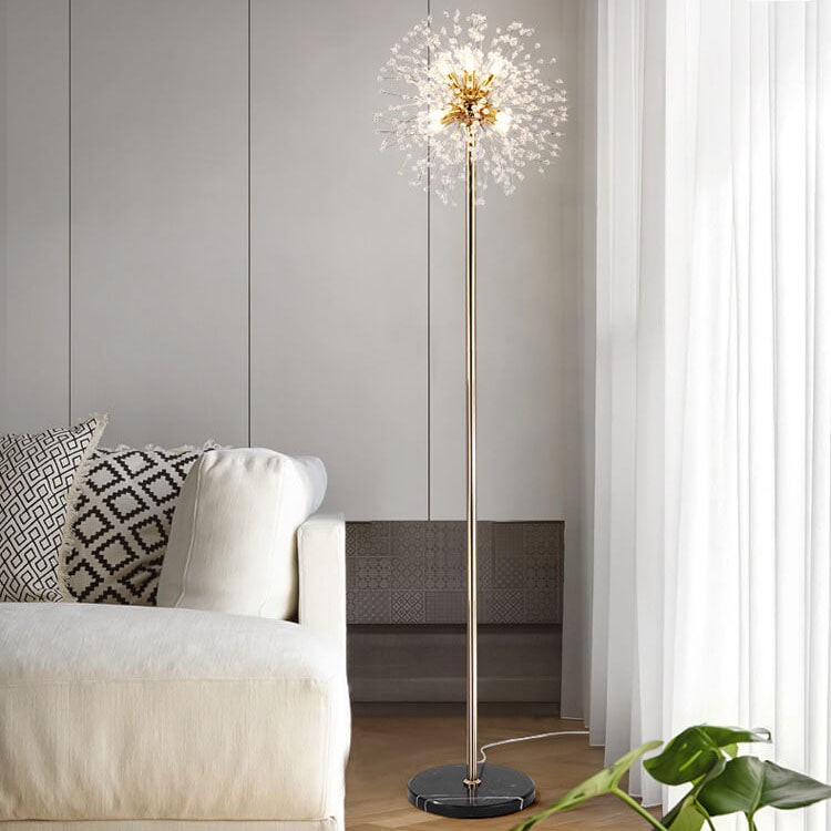 Dandelion Crystal Aluminum Marble 9-Light Floor Lamp