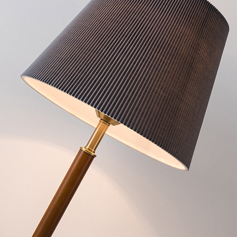 Pleated Fabric Wooden Bedroom Table Lamp
