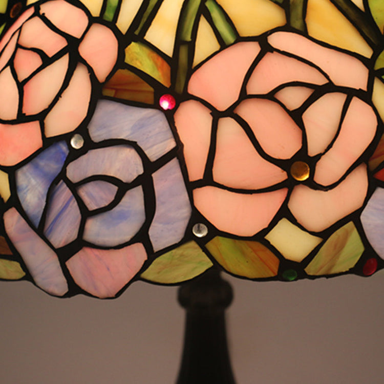 Rose Flower Stained Glass Table Lamp