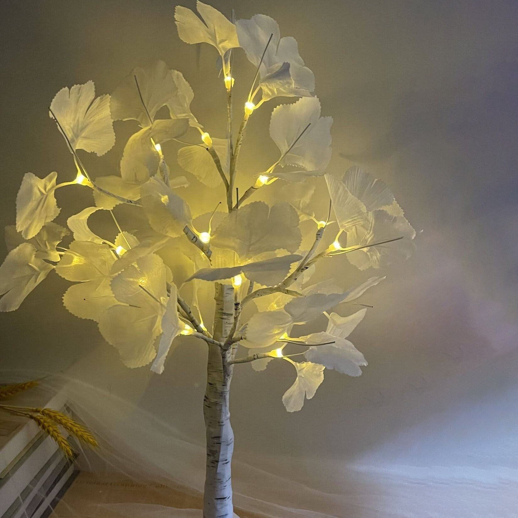 Christmas Lighted Ginkgo Tree Table Lamp