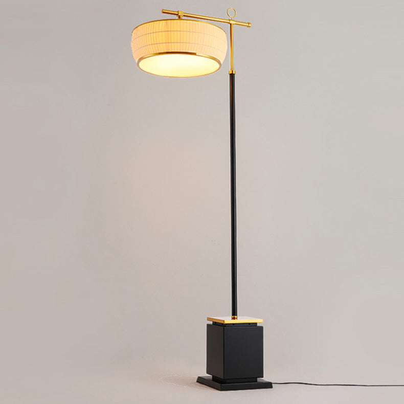 Fabric Pleated Lantern Hardware Floor Lamp