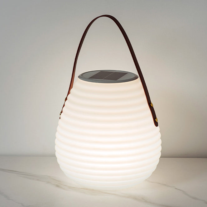 Leather PE Cylinder Striped Outdoor Light