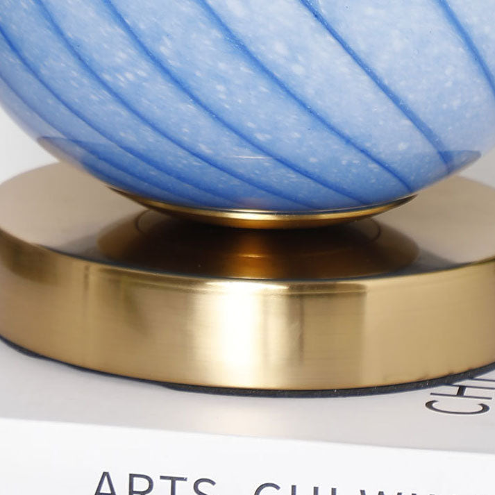 Glass Iron Ball Stripe Table Lamp
