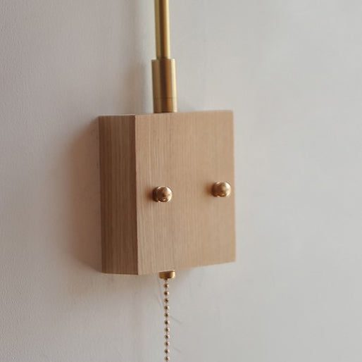 Wood Brass Glass Flower Wall Lamp