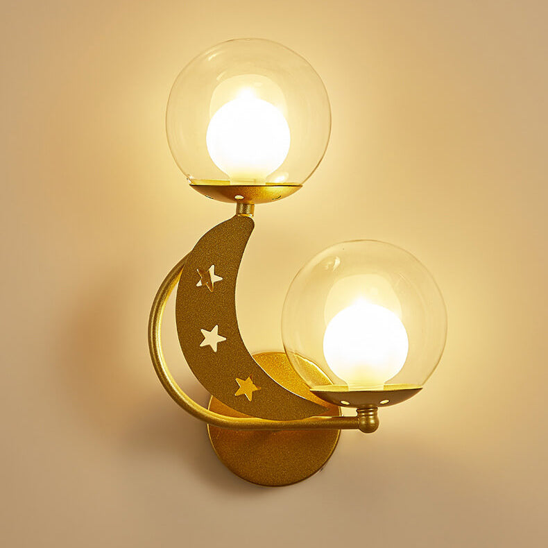 Glass Globe Lampshade Moon 2-Light Wall Lamp
