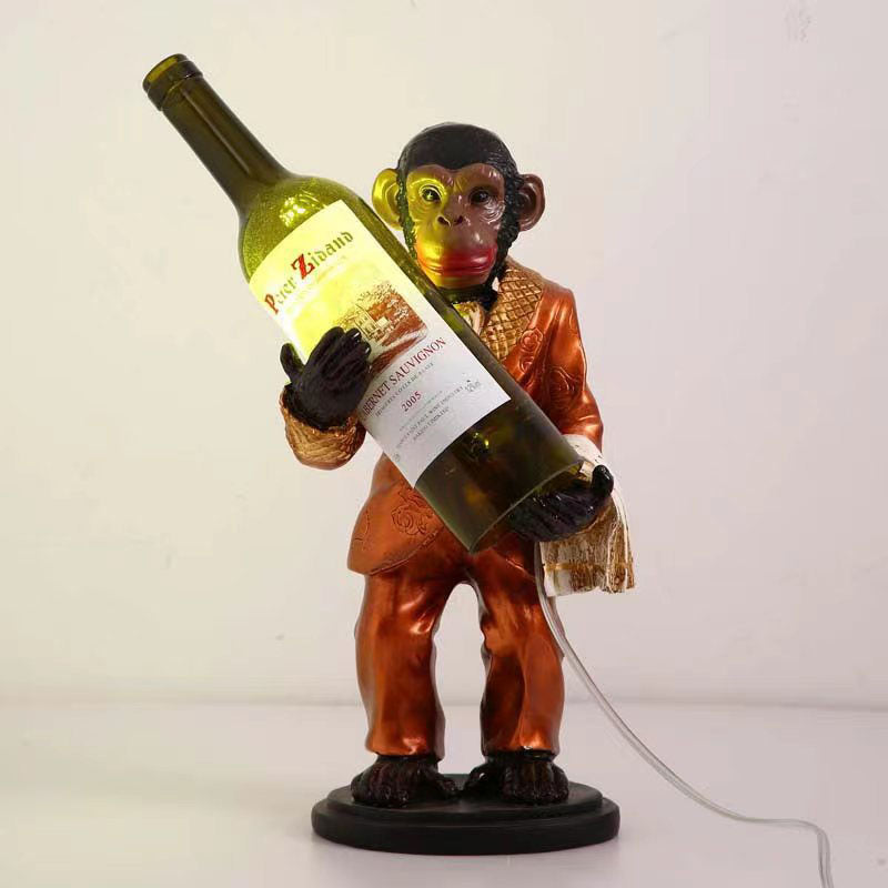 Orangutan Wine Bottle Glass Table Lamp