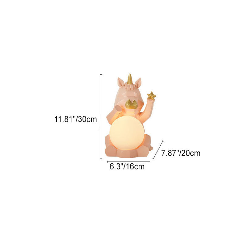 Resin Unicorn Glass Kids Table Lamp