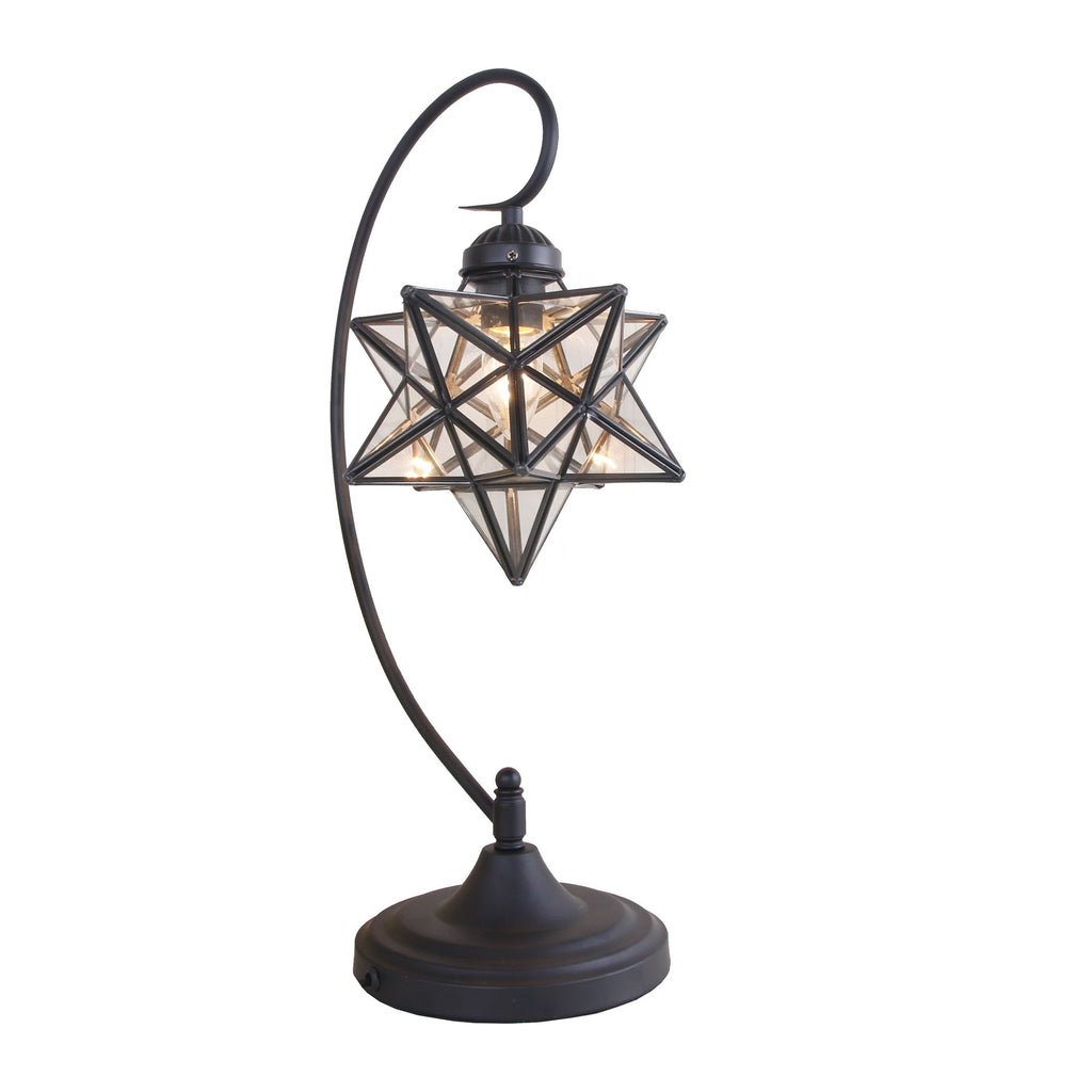 Pentagram Iron Glass Bedroom Table Lamp