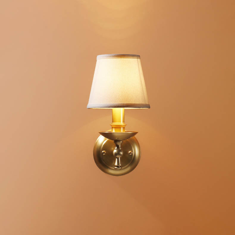 Trapezoidal Candelabra Copper Fabric Wall Lamp