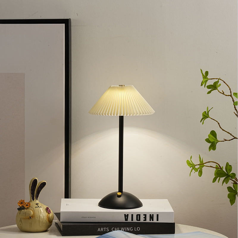 Rechargeable Iron Fabric Conic Table Lamp