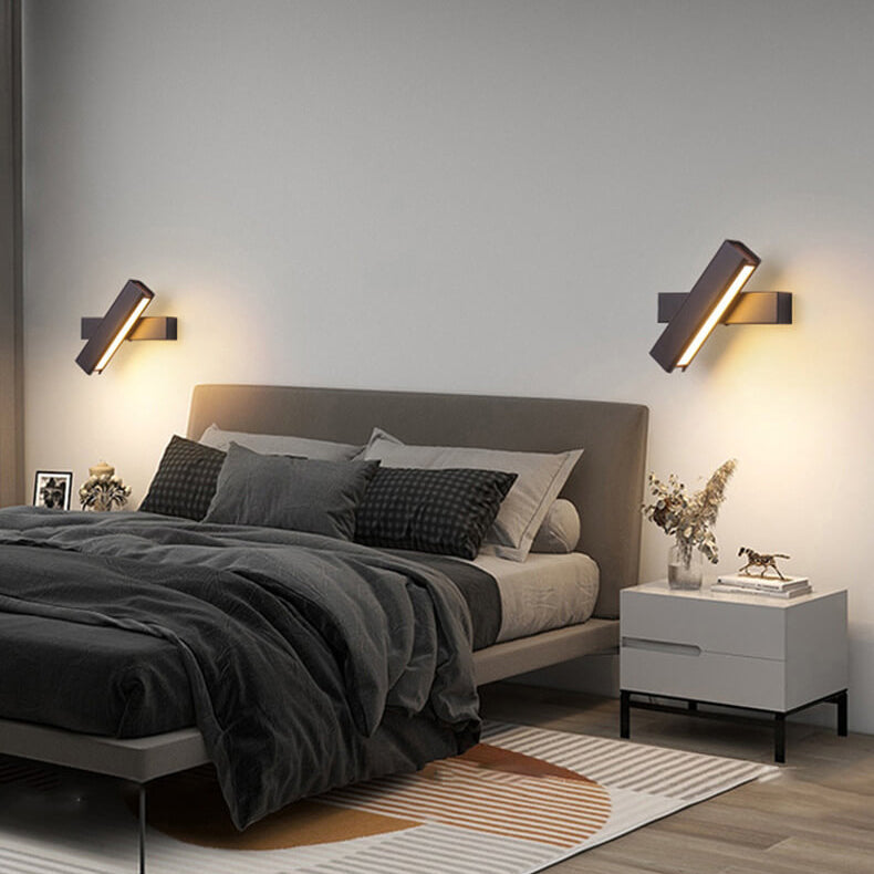 Rectangular Aluminum Iron Wood Wall Lamp