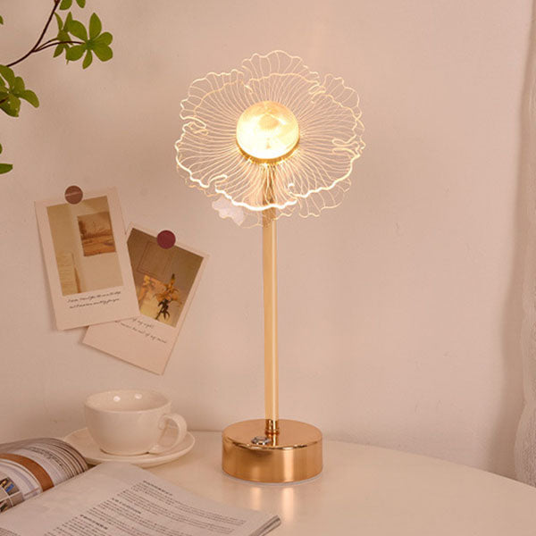 Acrylic Flower Butterfly Gold Table Lamp